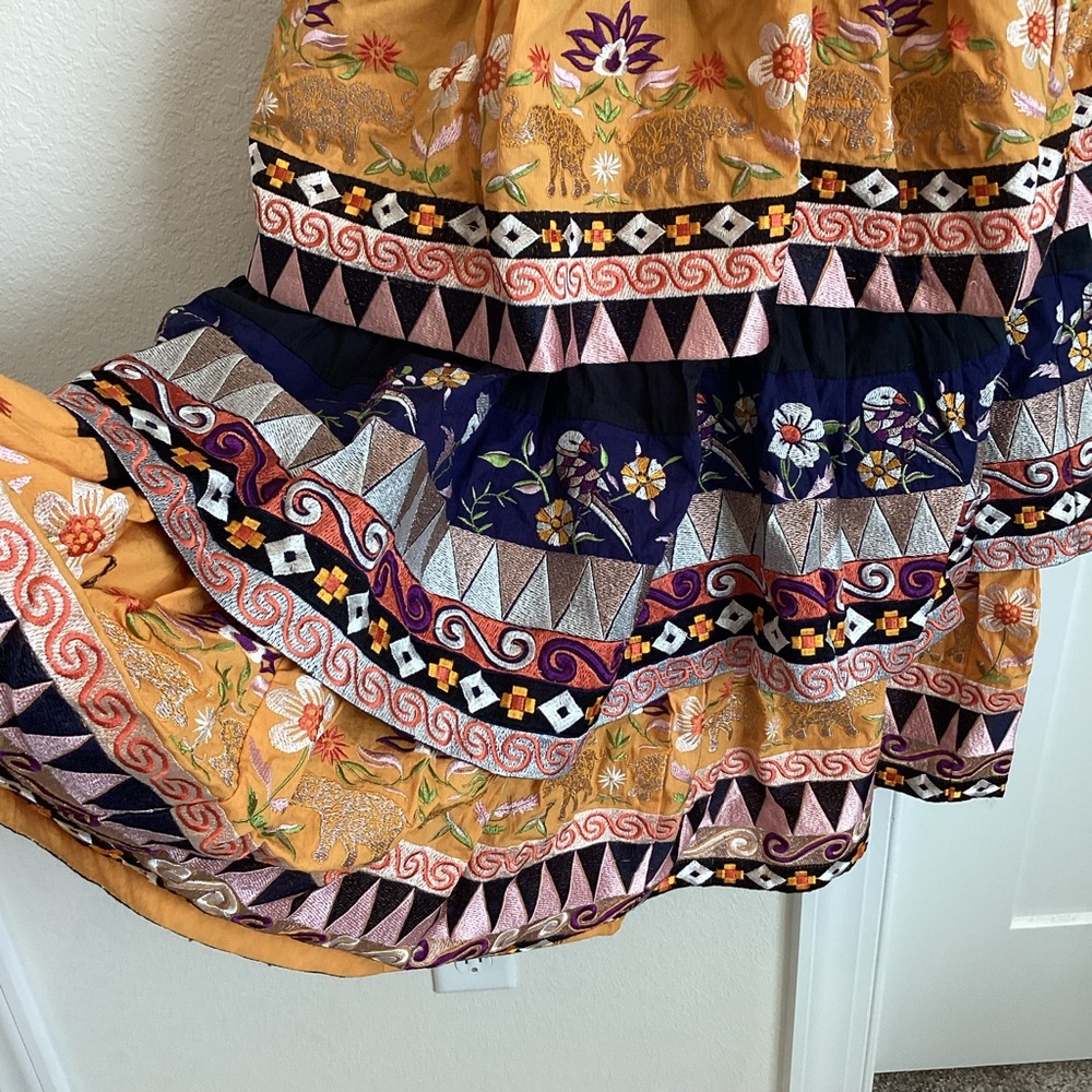 🐘Anthropologie Embroidered Midi Dress One-Shoulder Tiered Dress New 8 Black - Picture 8 of 15